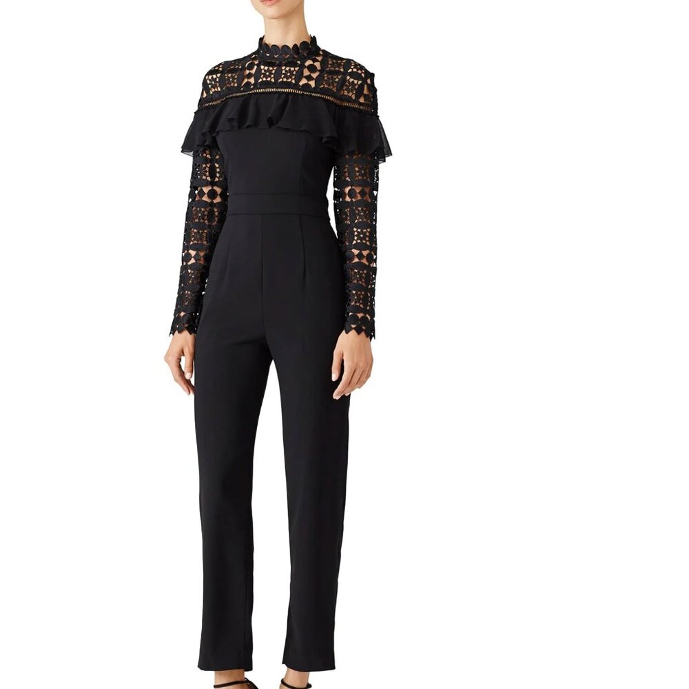 Slate & Willow Black Lace Yoke Jumpsuit 2